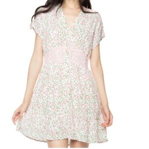 Black Tape_ Smocked Floral Mini Dress Spring Day Sz M